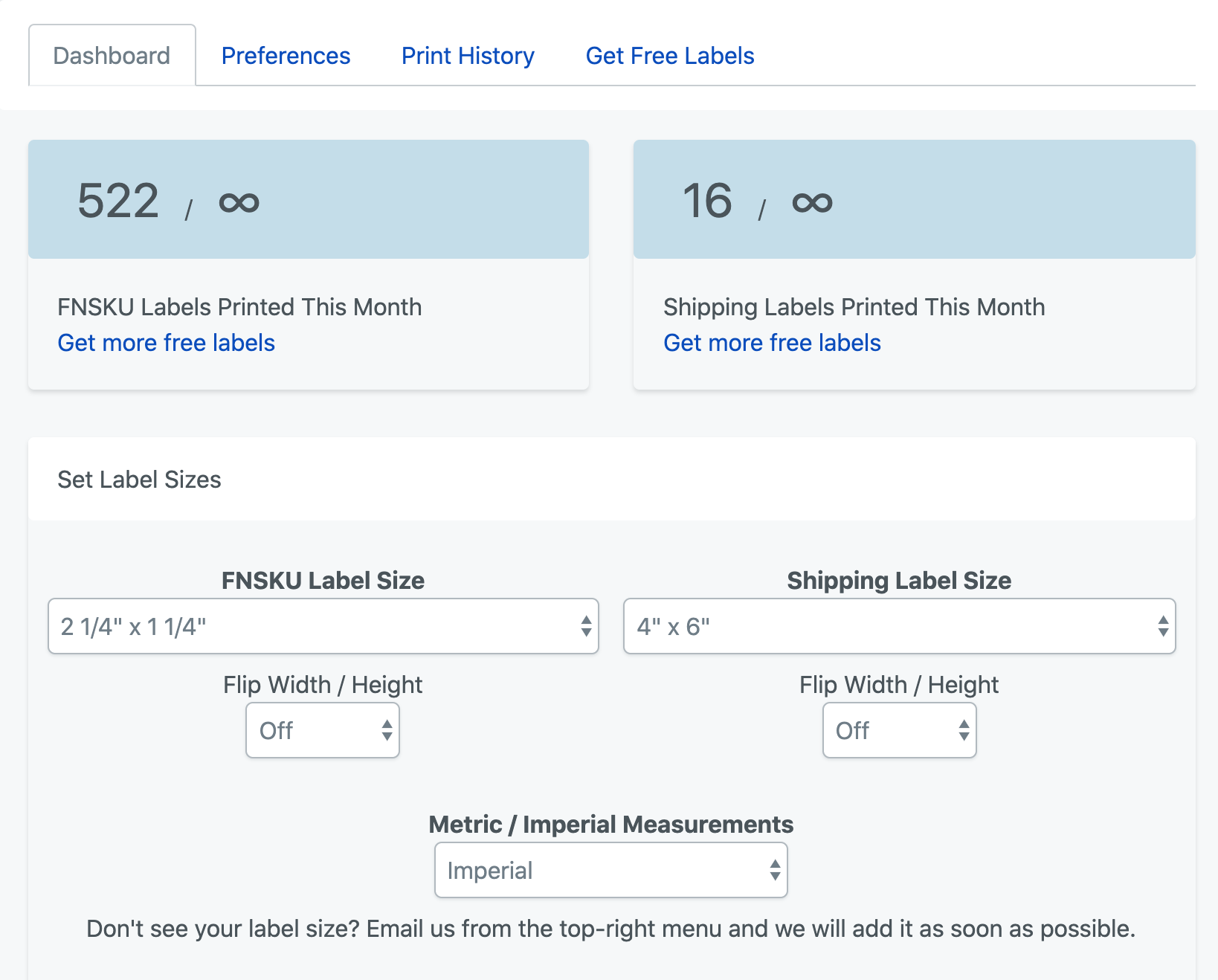 AZLabels Dashboard
