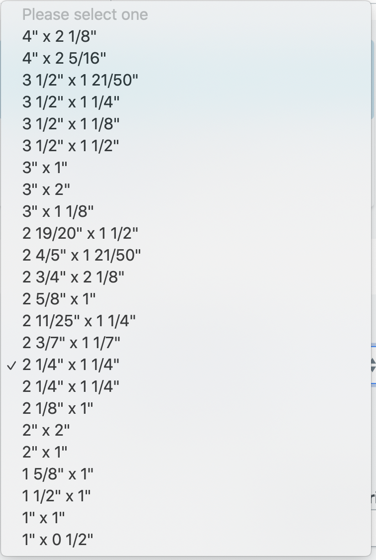 Product Label Size